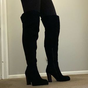 Thigh high faux suede boot